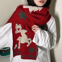 Jinsiyuan 여성 인스타풍 크리스마스 큐트 루돌프 보온 머플러