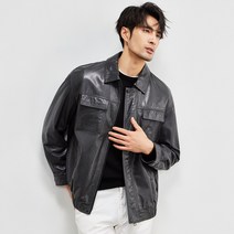 새로운 가죽 코트 남자의 레이어 스킨 오일 왁스 라펠 느슨한 자켓 가을 조끼