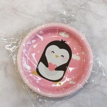 파티 종이접시 펭귄 23cm 핑크 5입 _ 2022895EA, 쿠팡 1, 쿠팡 1