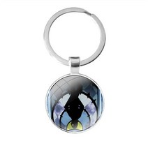 타로 문 Cartoon Creative Lover Design glass cabochon keychain Bag Car key chain Ring Holder Charms keyc, [02] images 2