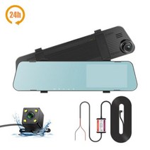 45In 24H 미러 레코더 풀 HD 1080P 자동차 대시 캠 듀얼 렌즈 비디오 운전 블랙 박스 DVR 카메라 사이클, 24H B with rear lens+32G TF Ca