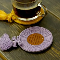 가배리본 라운드 테슬장식 마크라메 코스터 DIYSET 마크라메만들기 [레시피포함 동영상], 옐로우