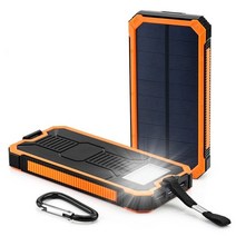 파워뱅크 태양광 발전 은행 20000mah for iphone 11 캠핑용배터리 37, 주황색