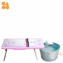목욕의자 성인 노인 접이식 샴푸의자 머리, 핑크 업그레이드 라지 매트 포함 화분 업그레이드 라지