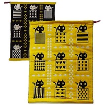 하트민 고리행주 스웨덴 셀롤로스 가아제 면 주방타월 고리수건 세트, 노랑 고양이, 1개