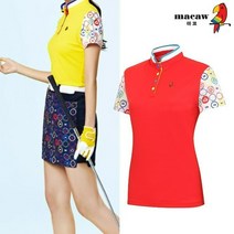 (여성)프린트패턴배색반집업 반팔 티셔츠_MIW2TH17