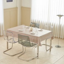 별빛감성 린넨 코팅 및 방수 테이블보 식탁보, PVC격자베이지, 4인(138x180cm)