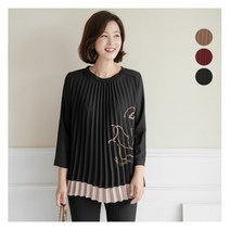 김여사 마네르 주름배색 블라우스 엄마옷/마담옷/중년여성/40대/50대