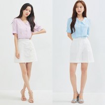 [로엠] 빅카라 자수 반팔 블라우스-RMBLC37R15
