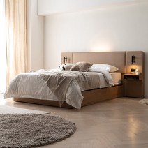 삼익가구 프레뉴 LED 슈퍼싱글/퀸 프리미엄 수납 호텔 침대(매트제외), 02.퀸;베이지+오크