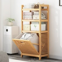 대나무햄퍼빨래바구니 슬라이딩햄퍼 우드햄퍼빨래바구니 라탄빨래바구니 빨래햄퍼 접이식빨래바구니, 4층 40