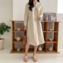 [리엘라] 프베니 리본 셔츠 롱 원피스