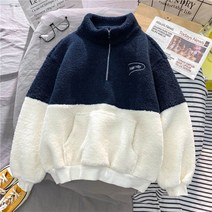 캐시미어 하이넥 반집업 맨투맨 여 추동 기모 도톰 긴팔 상의 아우터 습기 ins 스키