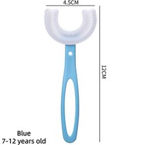 360 도 U자형 아기 칫솔 실리콘 구강 관리 청소, 2.BlueB