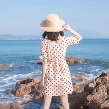 여름 프렌치 소녀 스윗 스커트 빈티지 도트 원피스