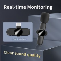 핸드폰마이크 휴대폰 유튜브 마이크 유튜브 촬영용 미니 마이크 microfone sem fio 오디오 비디오 녹화 caixa de som 블루투스 마이크 전화 type-c 전화, [01] black