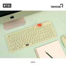 BT21 키보드 멀티페어링 블루투스 트라이모드 저소음 사무용 리틀버디 베이비 피규어 3세대 타타 쿠키 치미 알제이 코야 슈키 망 캐릭터 귀여운 굿즈, BT21멀티페어링키보드 타타(TATA)