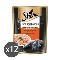쉬바 고양이 주식 파우치 참치와 연어, 70g, 12개입