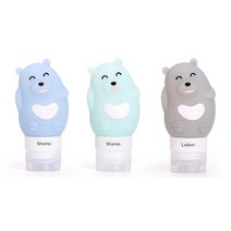 여행 필수품 휴대용 화장품 샴푸 용기 실리콘 캐릭터 공병, 1개, 3종 세트(파우치 포함)