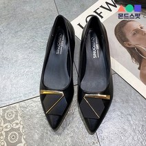 몬드스팟 3cm 여성 골드굽 스텔레토 뾰족코 미들힐 구두 블랙 (DM528)