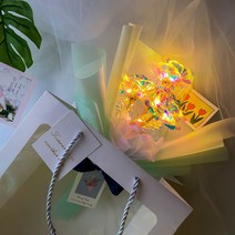 LED 홀로그램 꽃다발 빛나는꽃 졸업식 여자 친구선물 크리스마스 빼빼로데이 화이트데이 로즈데이, 블루, 한송이