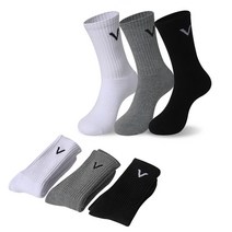 발렌티노 남성 면100 통파일 장목양말 스포츠 등산 트레킹_6족, 블랙