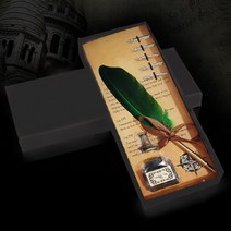 깃털펜 펜 만년필 딥펜세트 만년필세 DD-11632 딥펜 캘리그라피 깃털 세트 잉크 잉크펜, 레드