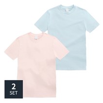 1+1 남녀공용 32수 라운드 무지 반팔 티셔츠 2장세트 반팔티 빅사이즈 단체티