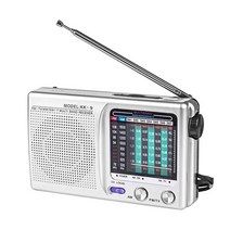 휴대용 효도라디오 레트로 비상 라디오 풀 밴드 플라스틱 휴대용 날씨 SW AM FM 핸드 헬드 배터리 전원 내, 02 Silver Grey