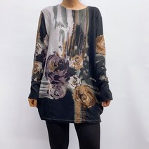 가을 겨울 여성 빅사이즈 루즈핏 롱 아줌마 극세사 스웨이드 티셔츠 셔링 큰옷 중년 엄마 이모