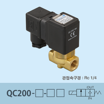 신영제어기 유체제어밸브 QC200-3 Rc1/4 (오리피스 3mm 다목적용 2포트 직동 포핏형), -1L AC110V, B 브라켓 있음