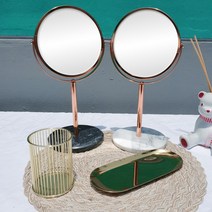 골드 로즈골드 대리석 화장대 거울, 골드 블랙