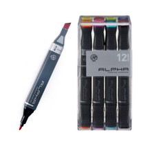 [알파] [색채] 디자인 마카 세트 12색 A, 옵션:[5004301]옵션없음