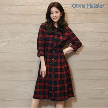 [올리비아하슬러] 체크 롱 원피스_OH0FOP201