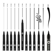 모로토우 블랙라이너 먹선펜 치즐 라운드 브러시 703201-703212