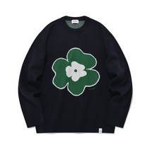 커버낫 클로버 크루넥 니트 네이비