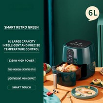 6L 가정용 다기능 전기 에어 프라이어 스마트 자동 360 베이킹 LED 터치 스크린 딥 오일, [01] EU, [01] 6L Green