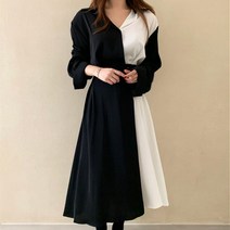 화사 손예진 이혜영 전소미 이하늬 시크 원피스 터틀넥 타이트 배색 허리 여밈 버튼 퍼프소매