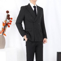 산토그리얼 남자 다크그레이 더블 셋업수트 세미 정장 결혼식하객룩