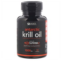 스포츠리서치 아틱 크릴 오일 아스타잔틴 1000Mg 30정 Aa13308 Global Brand 해외 현지 구매, 1개, 기본