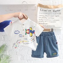 MJLJY 2022 신생아 여름 정장 어린이 1-3 세 2 여름 서양식 짧은 소매 아기 잘 생긴 투피스 정장 유행 옷