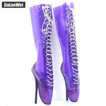 까치발 킬힐 폴댄스 플레져힐 이그조틱 퍼플 투명 가보시 통굽 하이 스트랩 발레 포인 드랙퀸