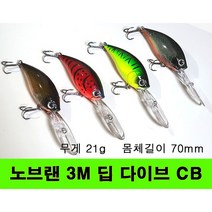 노브랜 3M 딥 다이브 크랑크베이트 크랭크베이트 (무게) 21g (몸체길이) 70mm, 5번