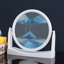 치프몰 샌드 아트 모래시계 모래멍 회전형, 흰색 프레임, 파란색