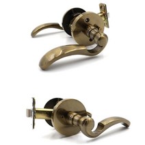 욕실화장실용 황갈색 방문손잡이 Yujin 8569CF 목문 레버락 방문 손잡이 버튼핀형 NoKey