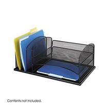 Safco Products Onyx Mesh 3 Sorter/3 Tray Desktop Organizer 3254BL Black Powder Coat Finish Durable, 1