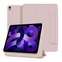 루아러블 마그네틱 폴리오 가죽 애플 팬슬 스마트 태블릿 PC 케이스, 핑크샌드