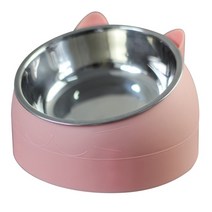 고양이 분수대 도자기 급수기 정수기 식기 그릇 개 15도 제기 스테인레스 스틸 미끄럼 방지 강아지 기반 음식 식수 공급기 기울기 보호 목 애완 동물, 분홍, 200ML, 협력사