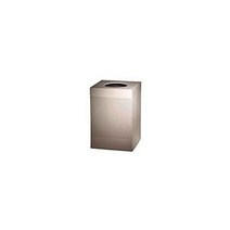Rubbermaid Commercial FGSC22EPLSM 실루엣 디자이너 쓰레기통 스퀘어 오픈 탑 101.4 리터 실, 40 Gallon, Silver Metallic
