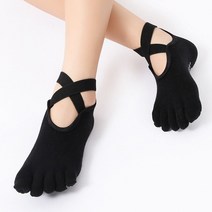 1인용발레바 1인발레바 탄츠발레바 여성용 다섯 손가락 요가 양말 미끄럼 방지 그립 스트랩 통기성 코튼 필, 01 Black Full_03 UK 4-7.5